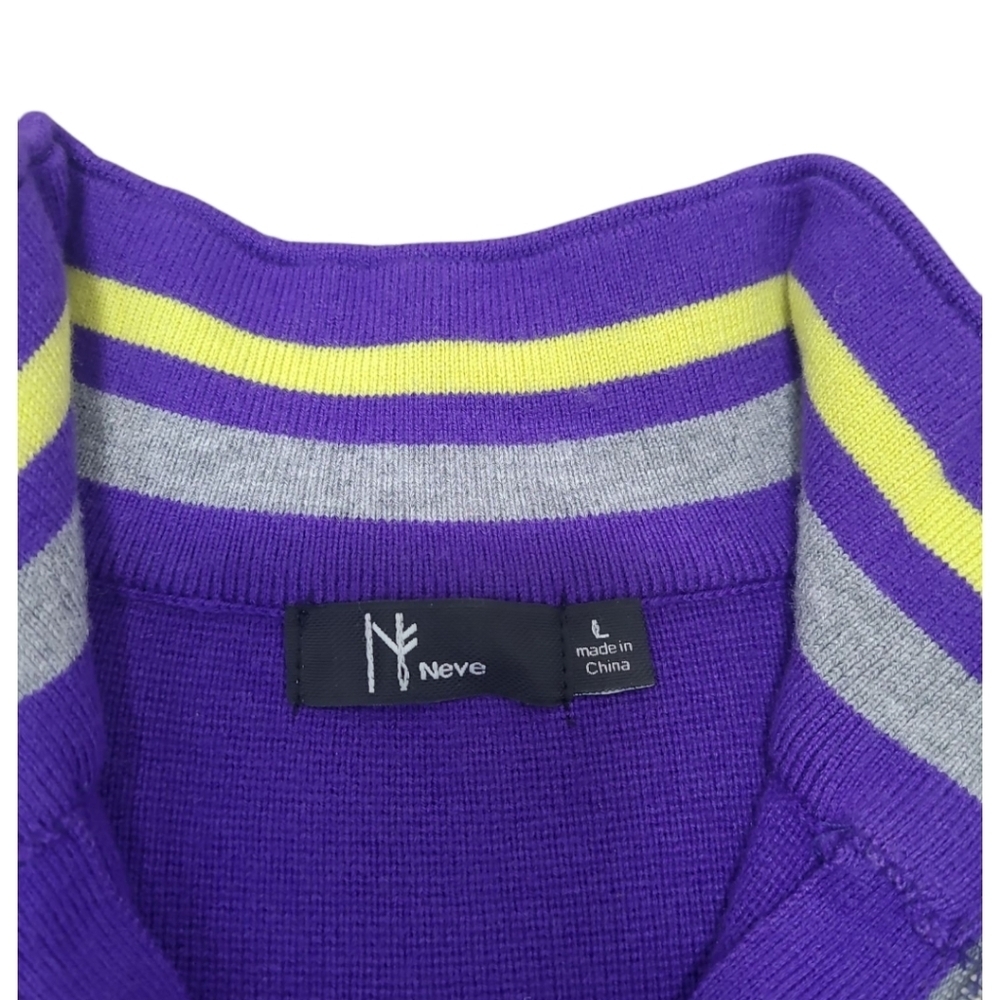 90s-Inspired Merino Wool Ski Sweater 1/4 Zip Color-Block Size Large - Picture 2 of 11